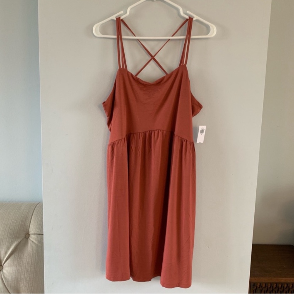 Old Navy Dress Above Knee Mini Rust Red Sleeveless Scoop Neck Smocked
Size XL